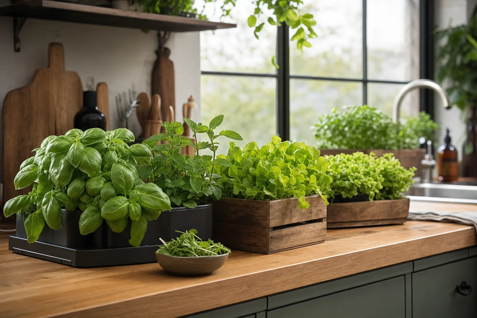 Countertop Herb Gardens for Small Kitchens (2026): What Actually Yields