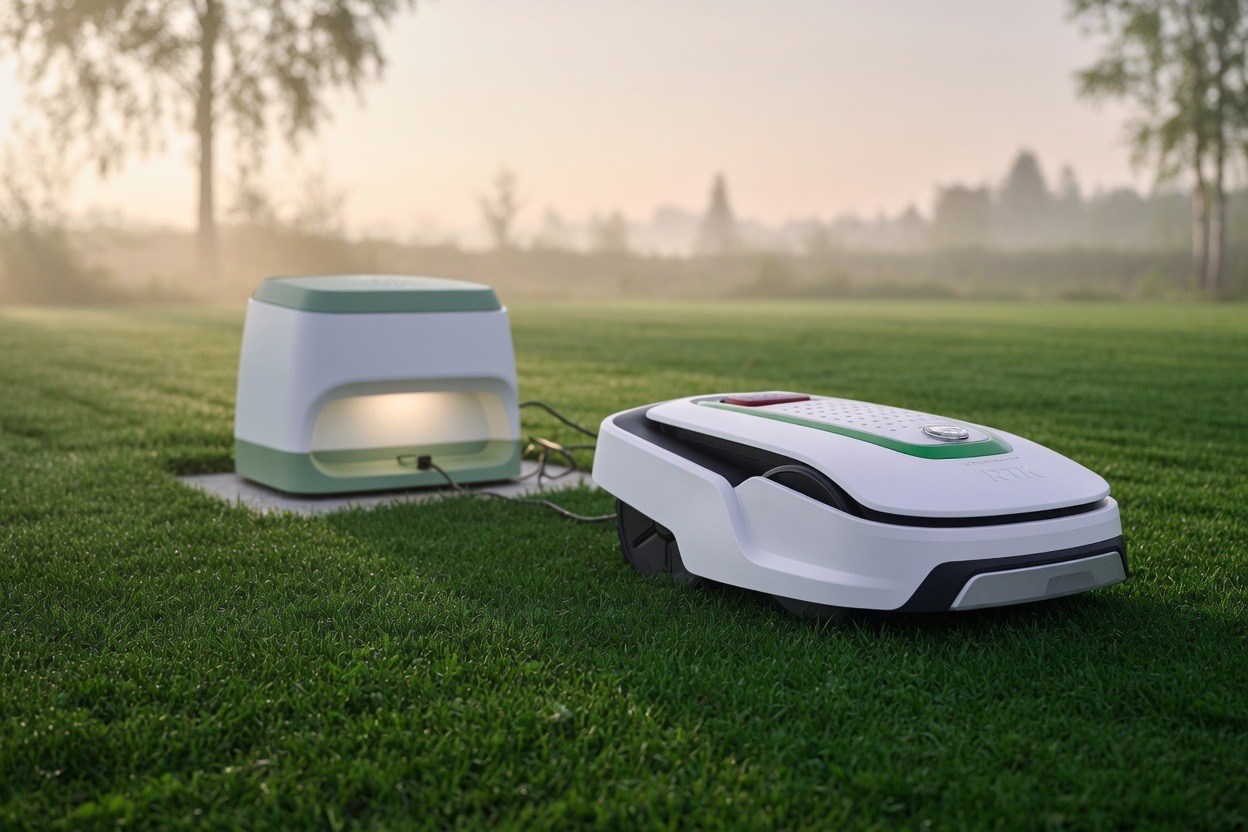 Best wire-free robot lawn mower 2026 on green suburban lawn — no perimeter wire RTK electric mower for eco yards
